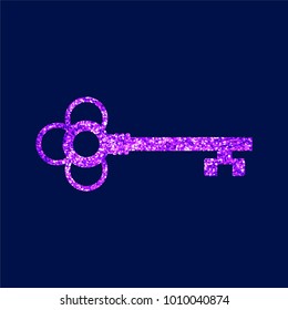 key with ultraviolet glitter on  black background