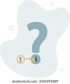 Key to unlock answer for problem and questions, solution or reason to solve problem, wisdom or understanding concept.flat design.illustration with people.