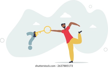 Key to unlock answer for problem and questions, solution or reason to solve problem, wisdom or understanding concept. character life .