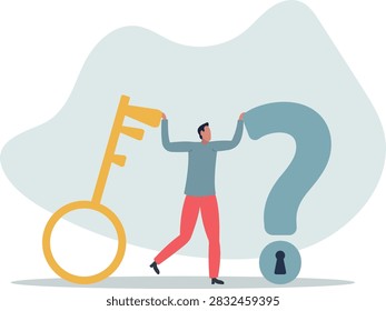 Key to unlock answer for problem and questions, solution or reason to solve problem.life and employment of people. flat design.