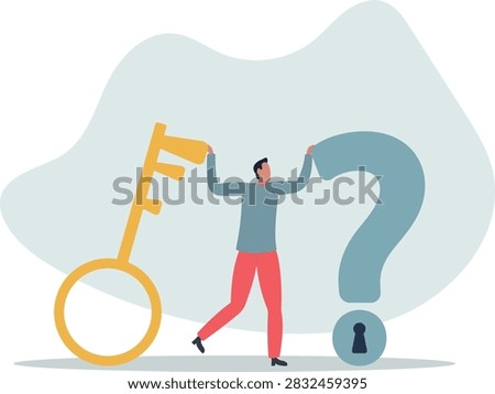 Key to unlock answer for problem and questions, solution or reason to solve problem.life and employment of people. flat design.