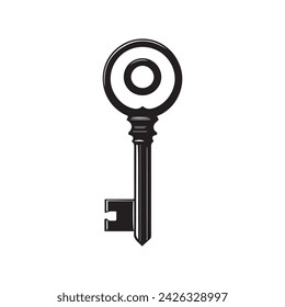 Key vector black icon isolated on a white background