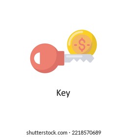 Key Vector Flat Icon Design illustration. Banking and Payment Symbol on White background EPS 10 File