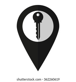 Key - vector icon;  black map pointer