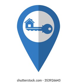 key - vector icon; blue  map pointer