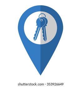 key - vector icon; blue  map pointer