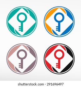 Key - Vector icon. Color set on white background.