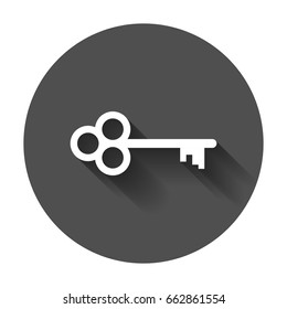 Key vector icon. Key flat illustration with long shadow.