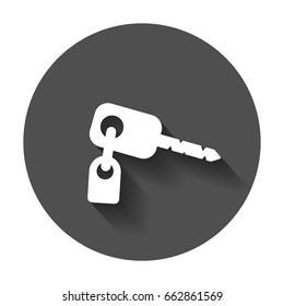 Key vector icon. Key flat illustration with long shadow.