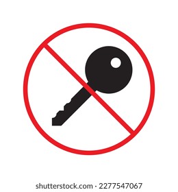 Key vector icon. Key flat sign design. Forbidden Prohibited Warning, caution, attention, restriction label danger, ban symbol pictogram