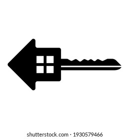 Key vector icon. House key vector icon. Home security icon. Key with house vector icon. Vector illustration.