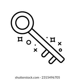 Key vector icon illustration isolated on square white background. Simple flat minimalist cartoon art styled drawing with safety and security theme.