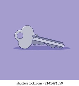 Key Vector Icon Illustration. Vector. Retro House Key Flat Cartoon Style Suitable for Web Landing Page, Banner, Flyer, Sticker, Wallpaper, Background