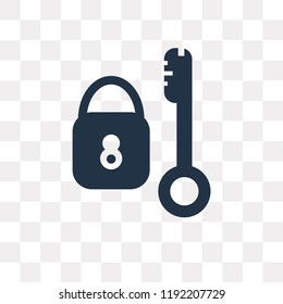 Key vector icon isolated on transparent background, Key transparency concept can be used web and mobile