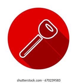 Key vector icon isolated on red background with long shadow. flat icon