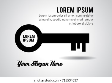 Key vector icon isolated on white background - stylized image.