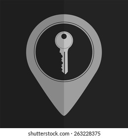 Key vector icon - map pointer. Flat design