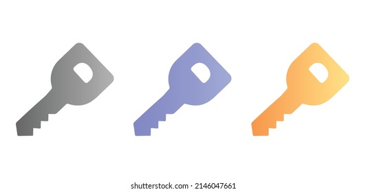 Key vector icon. Modern design lock unlock key sign symbol isolated on white background in three different styles.