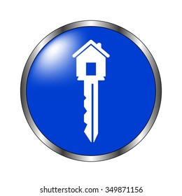 key - vector icon on the blue button