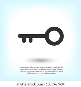 Key vector icon. Open house key icon. Key from the lock icon. Key icon - information protection symbol