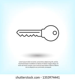 Key vector icon. Open house key icon. Key from the lock icon. Key icon - information protection symbol