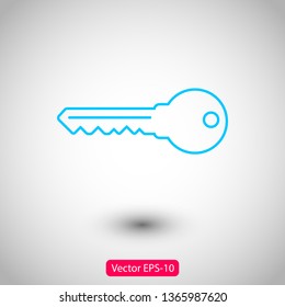 Key vector icon. Open house key icon. Key from the lock icon. Key icon - information protection symbol