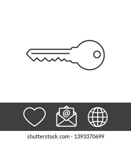 Key vector icon. Open house key icon. Key from the lock icon. Key icon - information protection symbol