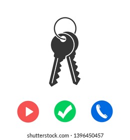 Key vector icon. Open house key icon. Key from the lock icon. Key icon - information protection symbol