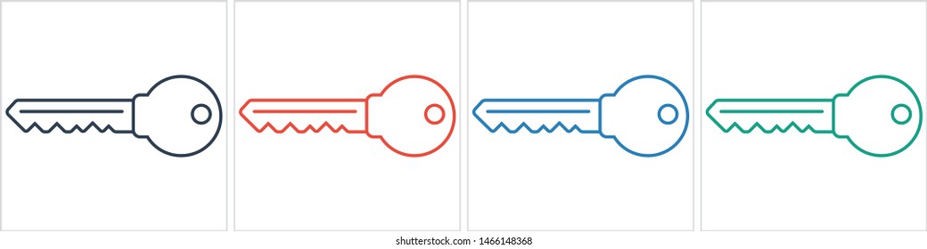 Key vector icon. Open house key icon. Key from the lock icon. Key icon - information protection symbol