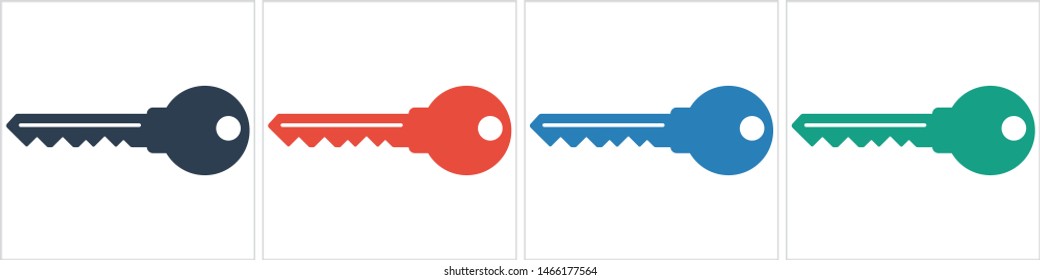 Key vector icon. Open house key icon. Key from the lock icon. Key icon - information protection symbol