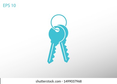 Key vector icon. Open house key icon. Key from the lock icon. Key icon - information protection symbol