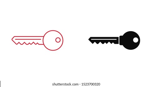 Key vector icon. Open house key icon. Key from the lock icon. Key icon - information protection symbol