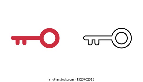 Key vector icon. Open house key icon. Key from the lock icon. Key icon - information protection symbol
