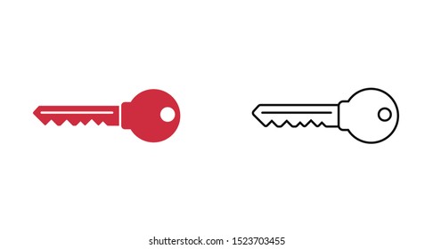 Key vector icon. Open house key icon. Key from the lock icon. Key icon - information protection symbol