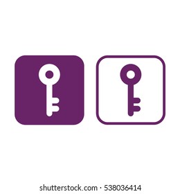 Key vector icon. Purple and white