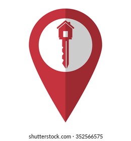 key - vector icon; red map  pointer