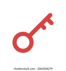 Key vector icon. Red symbol