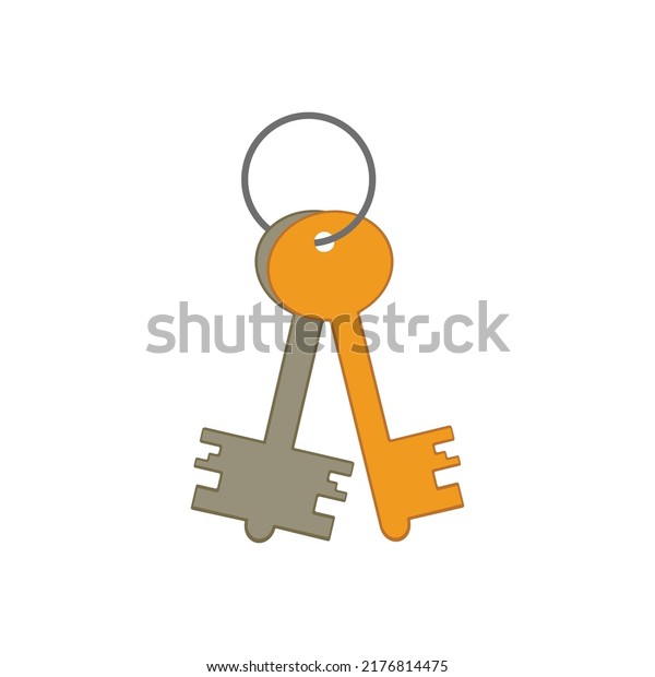 Key vector icon security lock and\
unlock for door house or car icon. Silver and golden\
keys.