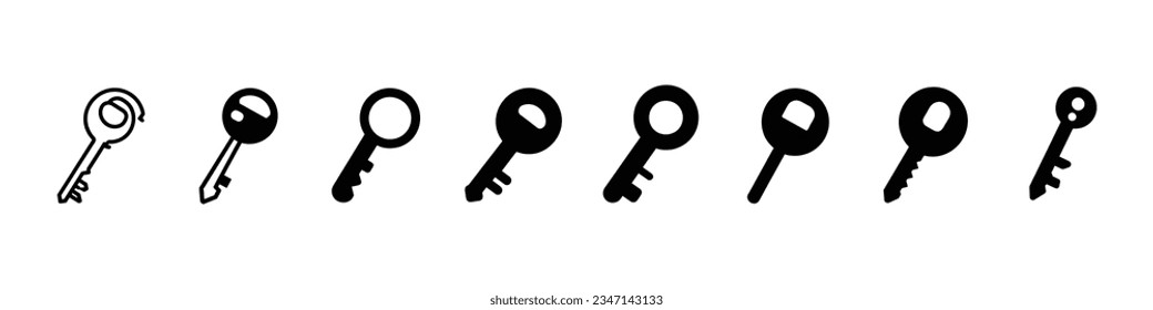 Key vector icon set, Keys Icon, Key Icon in trendy flat style isolated on white background. Key symbol for your web site design, Key line icon in geomorphic design style