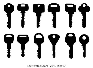 key vector icon set silhouette isolated