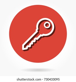 Key vector icon with shadow. Illustration isolated for graphic and web design.