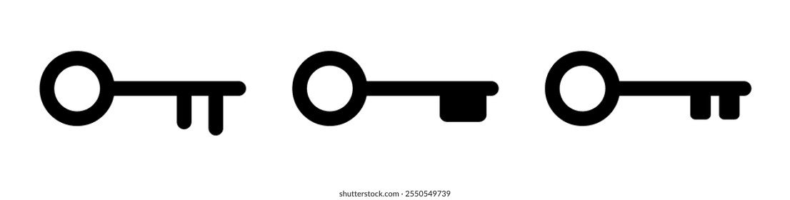 Key vector icon. Key silhouette set collection. Security, password, safe, lock, protection