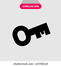 Key Vector Icon, The symbol of door's key. Simple, modern flat vector illustration for mobile app, website or desktop app  