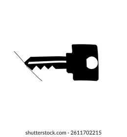  Key vector icon. Key symbol House continuous line drawing doodle silhouette