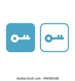 Key vector icon. White and blue