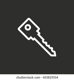 Key vector icon. White illustration isolated on black background for graphic and web design.
