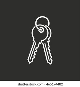 Key vector icon. White illustration isolated on black background for graphic and web design.