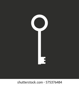 Key vector icon. White illustration isolated on black background for graphic and web design.
