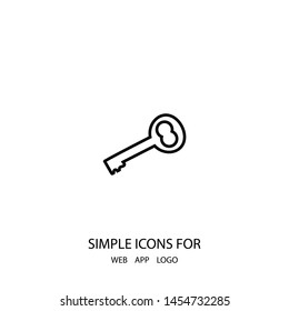 A key vector icon. Yhe sign of a key. The symbol of locking and a key.