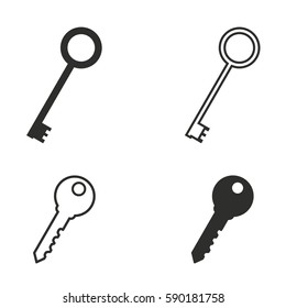 Key vector icons set. Black illustration isolated for graphic and web design.